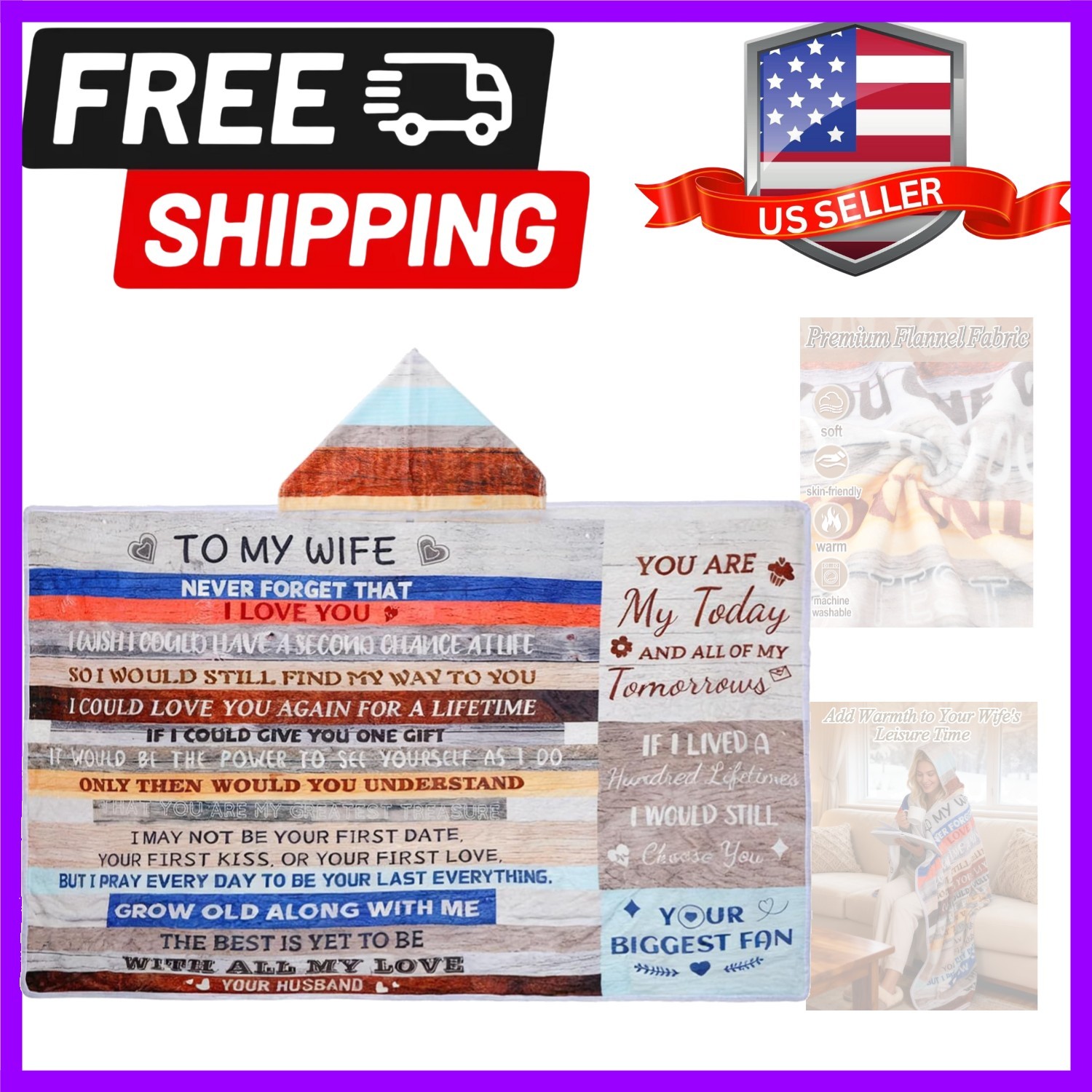 47x73in Anniversary Birthday Gifts for Women from Husband – Wearable Blanket …