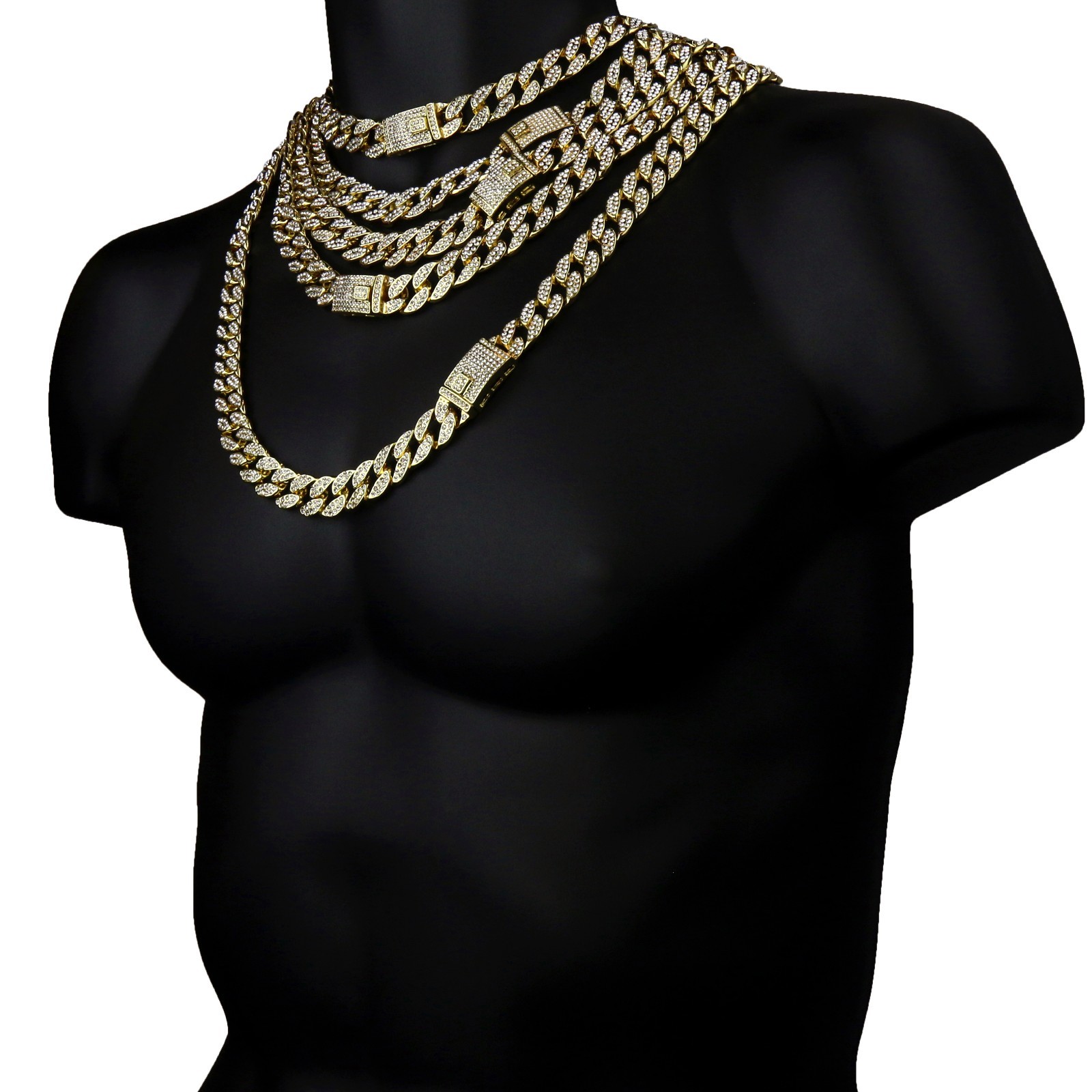 Mens 14k Gold Plated 16″-30″ Miami Cuban Cubic-Zirconia Link Choker Chain