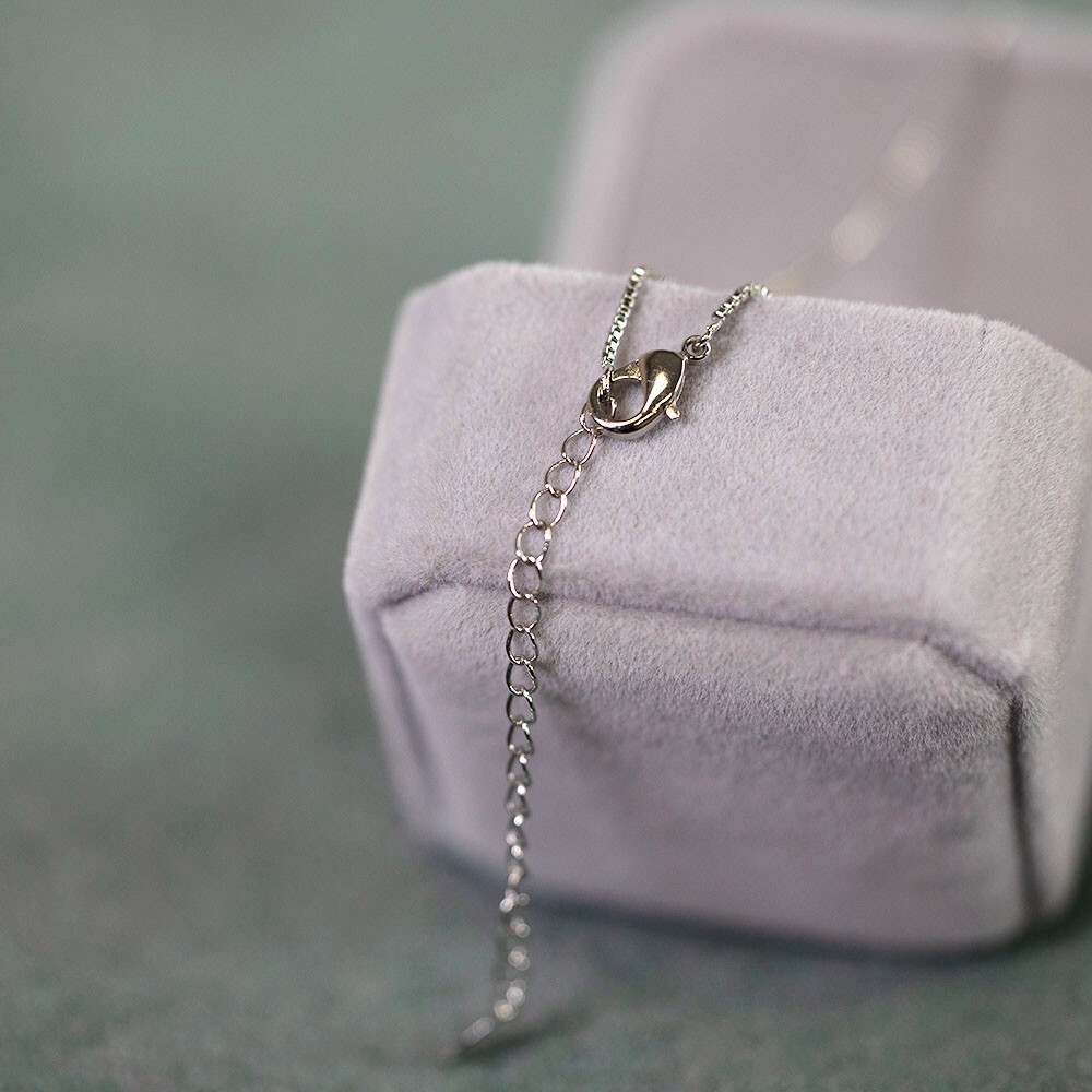 Crystal Pendant Style Three Diamond Drop Necklace White Gold Paved 18″ Necklace