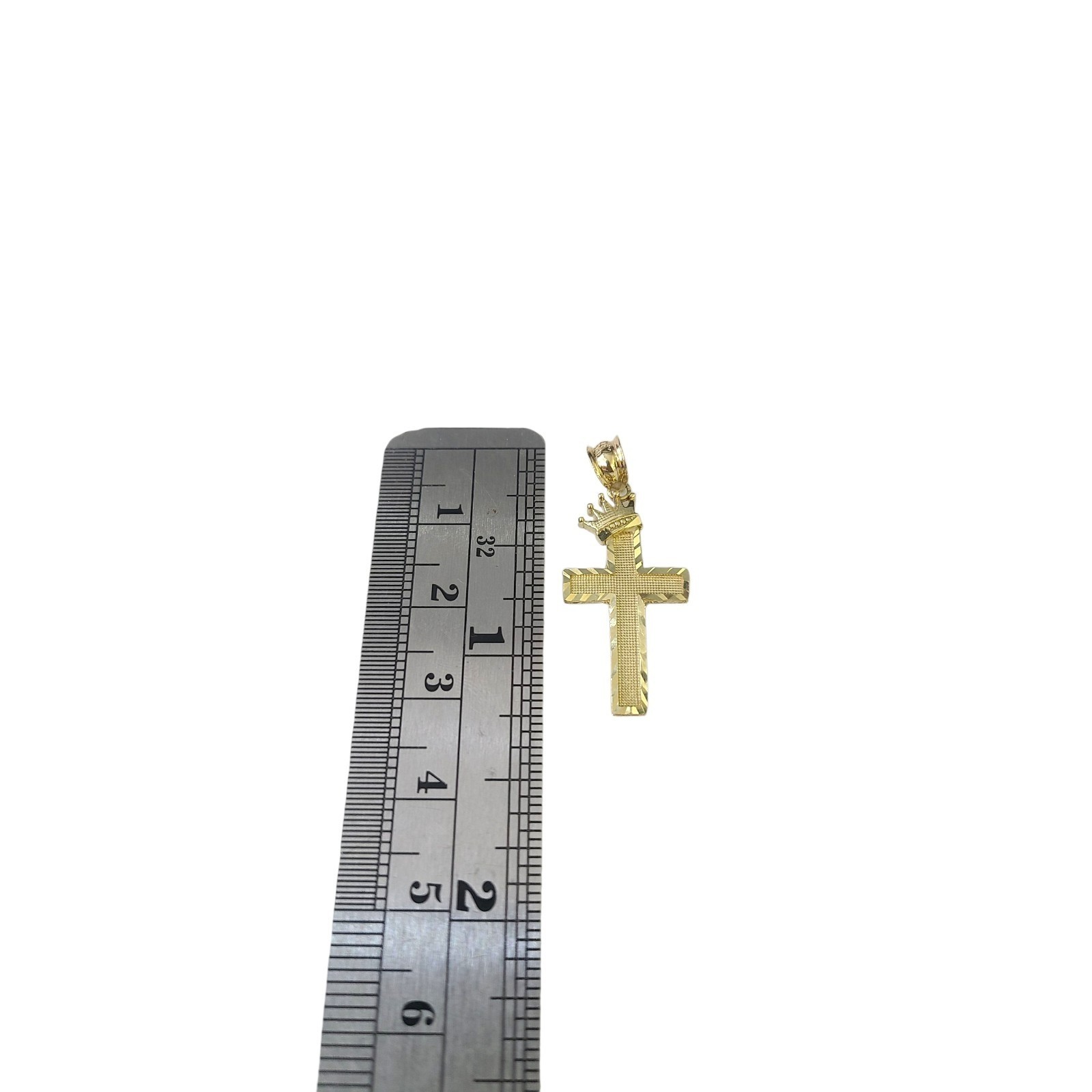 10K Gold Franco Chain 1mm Crown Cross Charm 16″-24″ Necklace Women Men