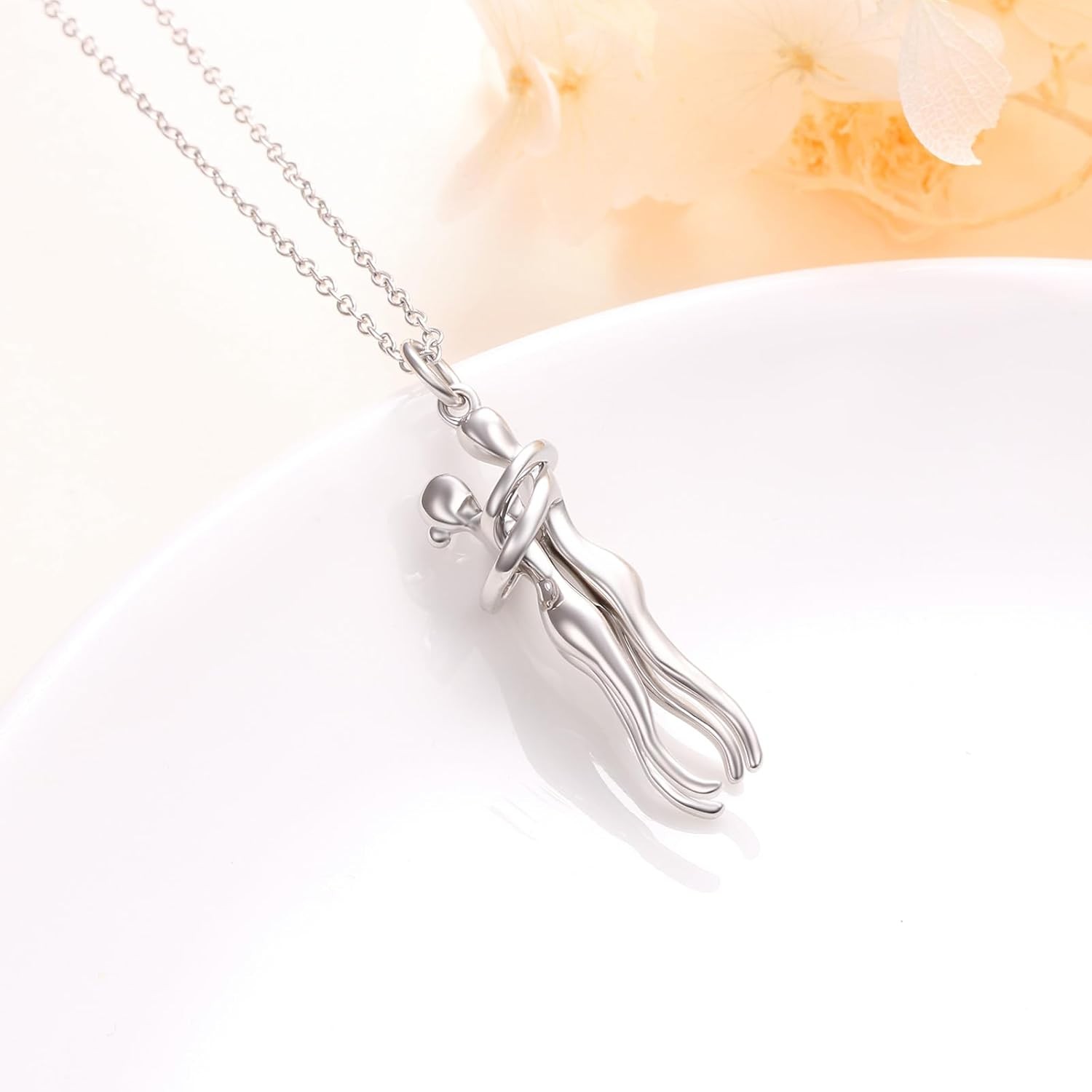 Hug Couple Necklace 925 Sterling Silver Hugging Anniversary Jewelry Gift Him Her