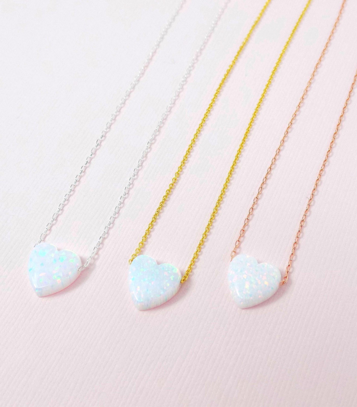 Heart Necklace Pendant Lab Created Opal 925 Sterling Silver Chain