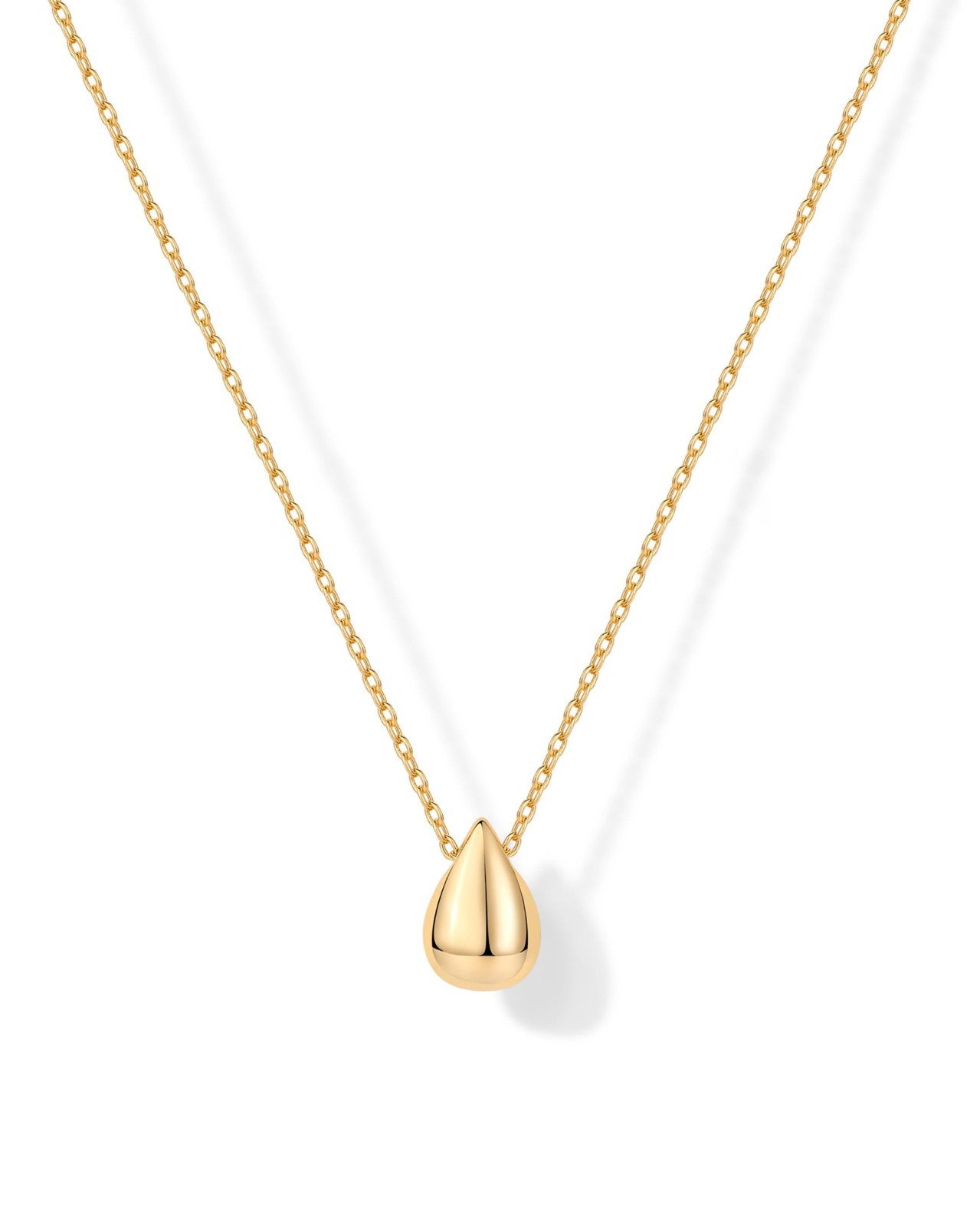 Dainty 14K Gold Plated Pear Pendant Necklace for Women | Elegant Tear Drop Jewel