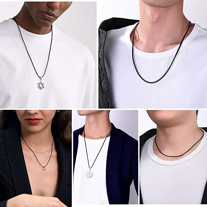 Leather Cord Necklace Black 3mm Bayonet Clasp Choker Surfer Unisex USA