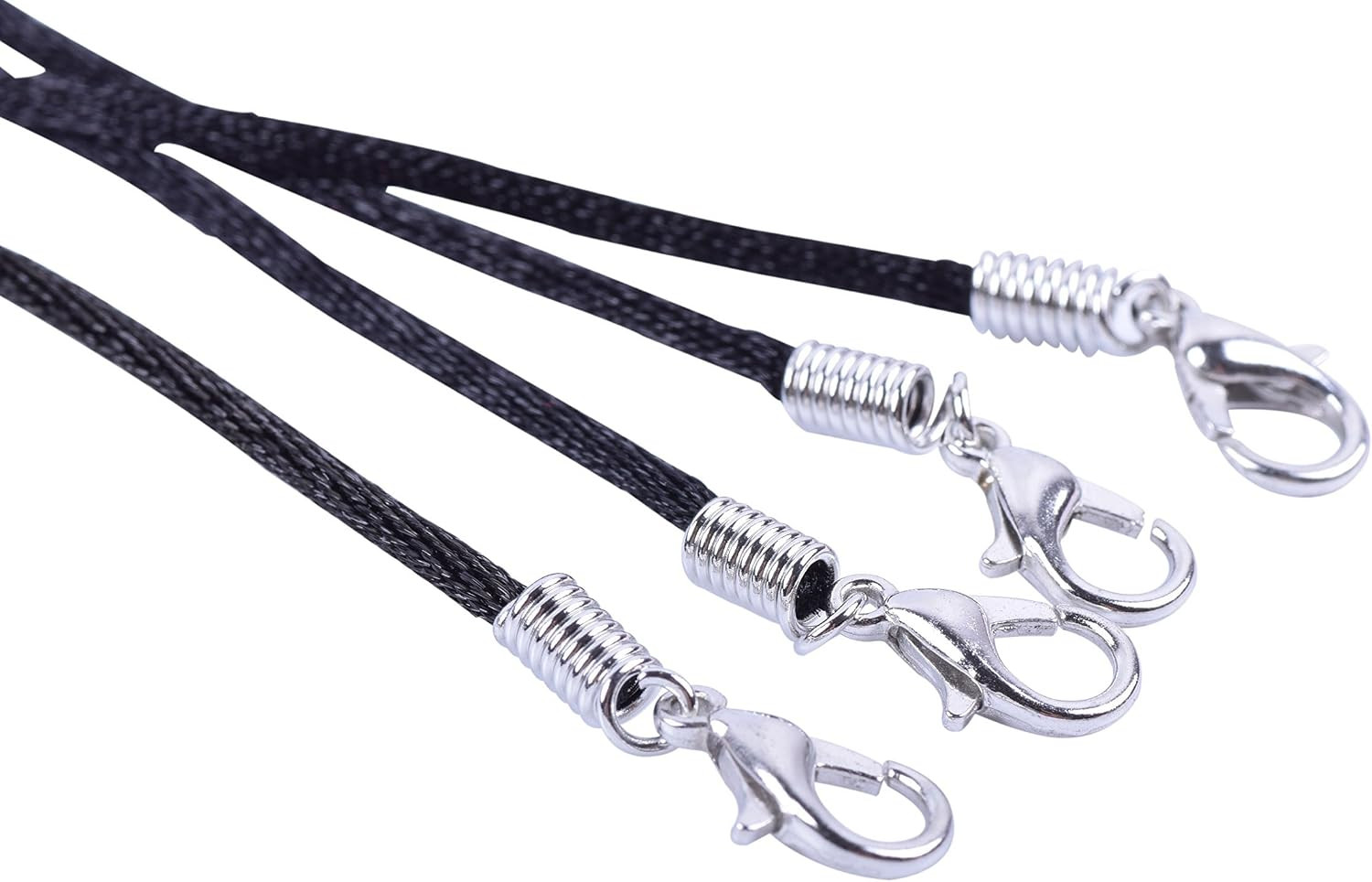 Necklace Cord 50PCS 20” Black Satin Silk Necklace Cord 2.0Mm with Dull Silver M