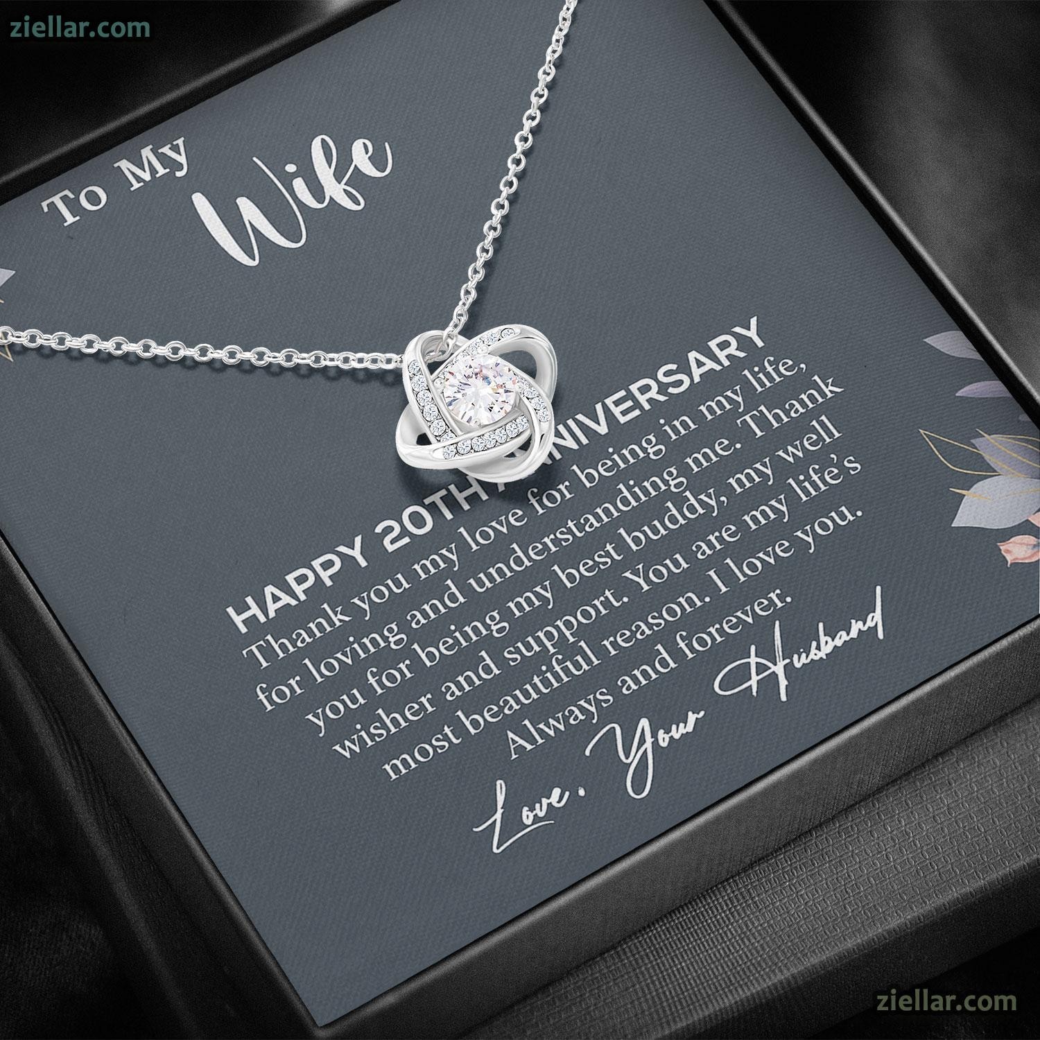 20th Anniversary Necklace for Wife, 20 Year Wedding Jewelry Gift of Love