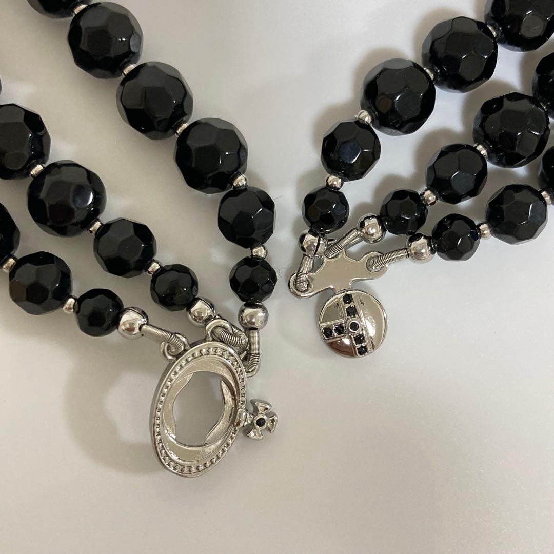 Vivienne Westwood Necklace Black Pearl Choker Triple-strand Silver 38cm NO BOX