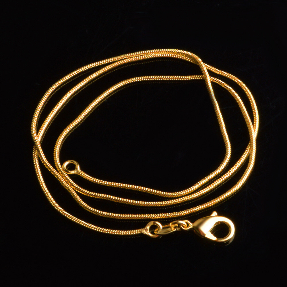 18K Yellow Gold Filled Classic Snake Chain Necklace 16/18/20/22/24/26/28/30 inch