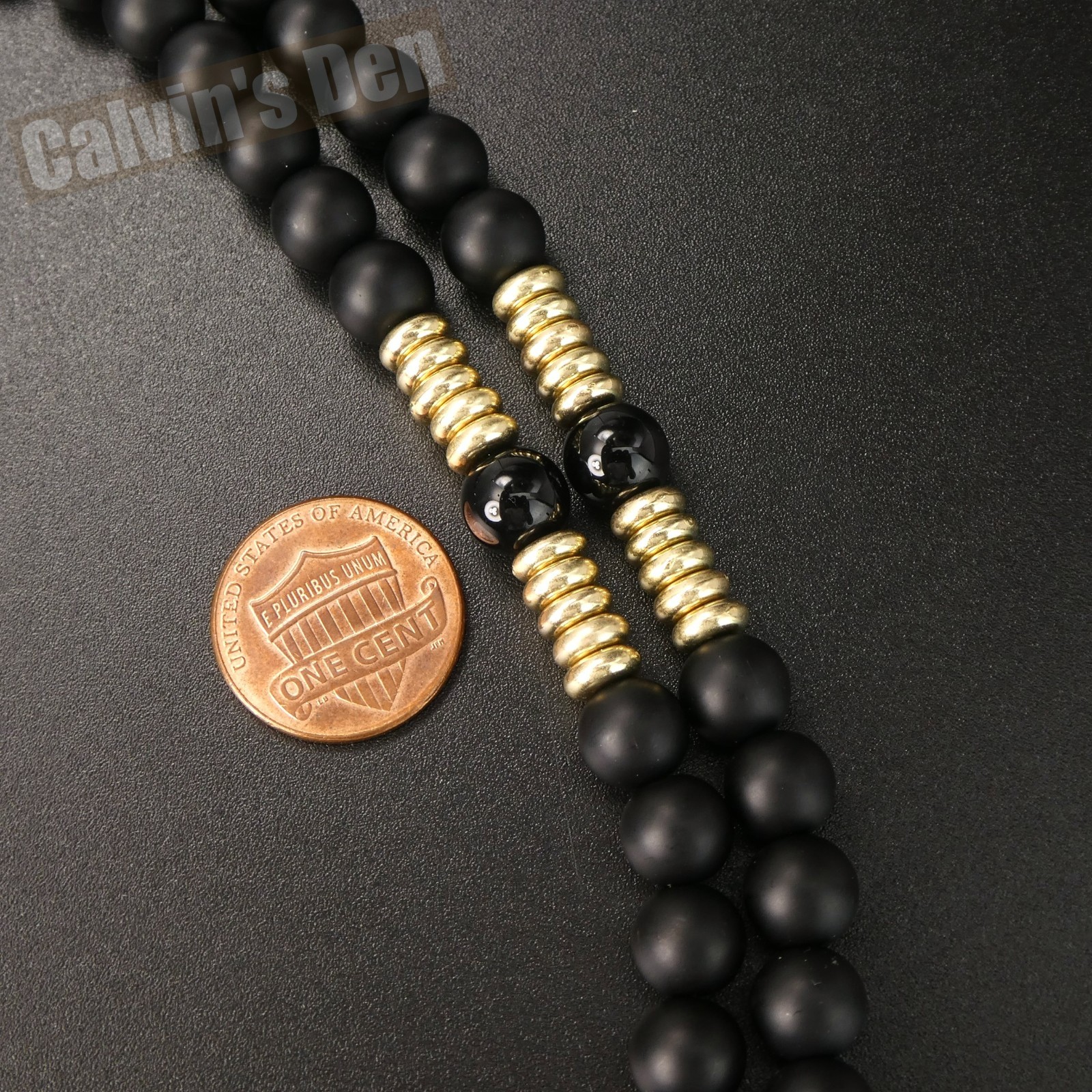 Matte Black Obsidian Polished Black Onyx Bead Cross Necklace Men Women Gift