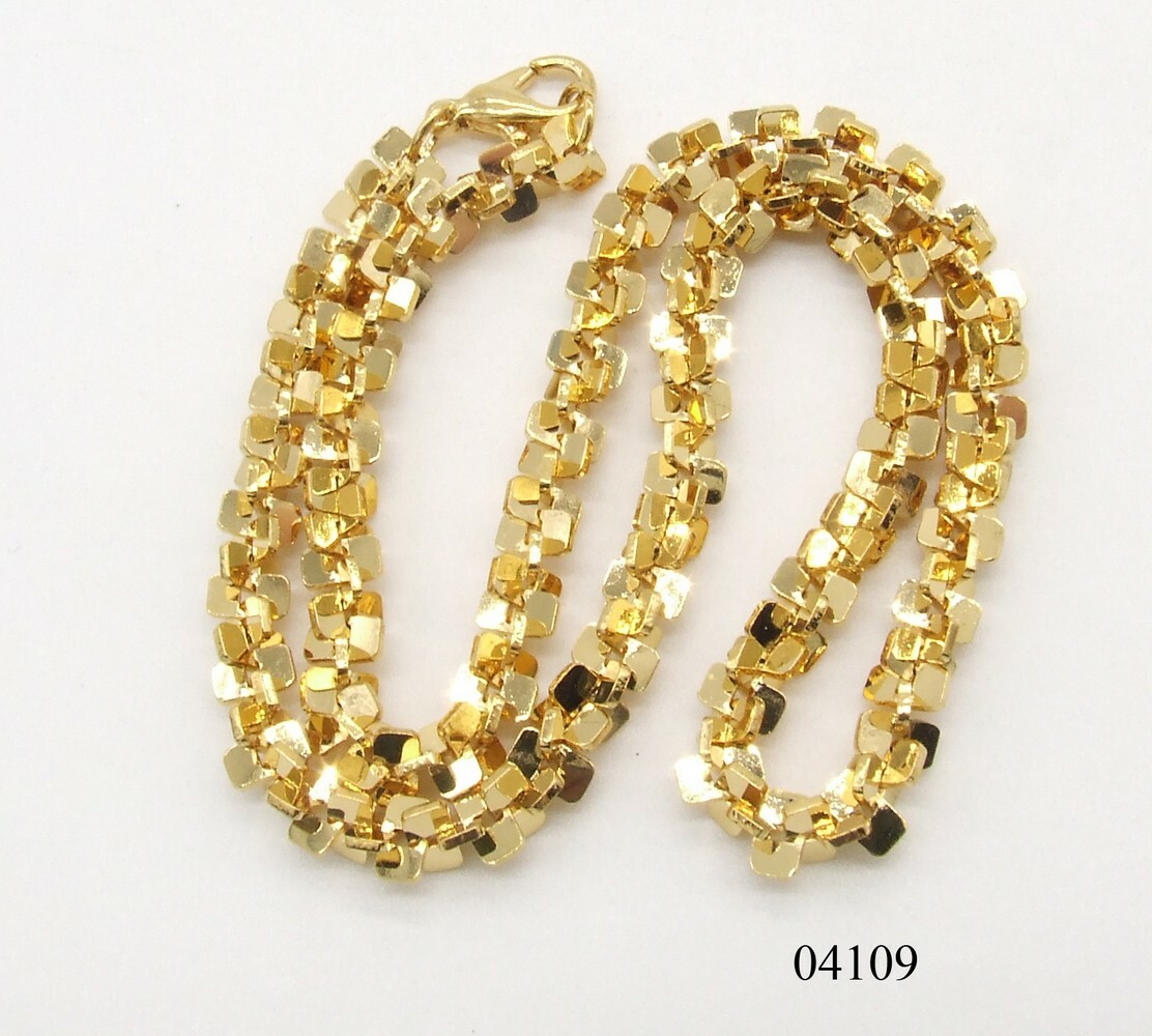 NWOT 16″ Shiny Gold Plated 1/4″ Wide Margarita Chain Choker Necklace Fancy
