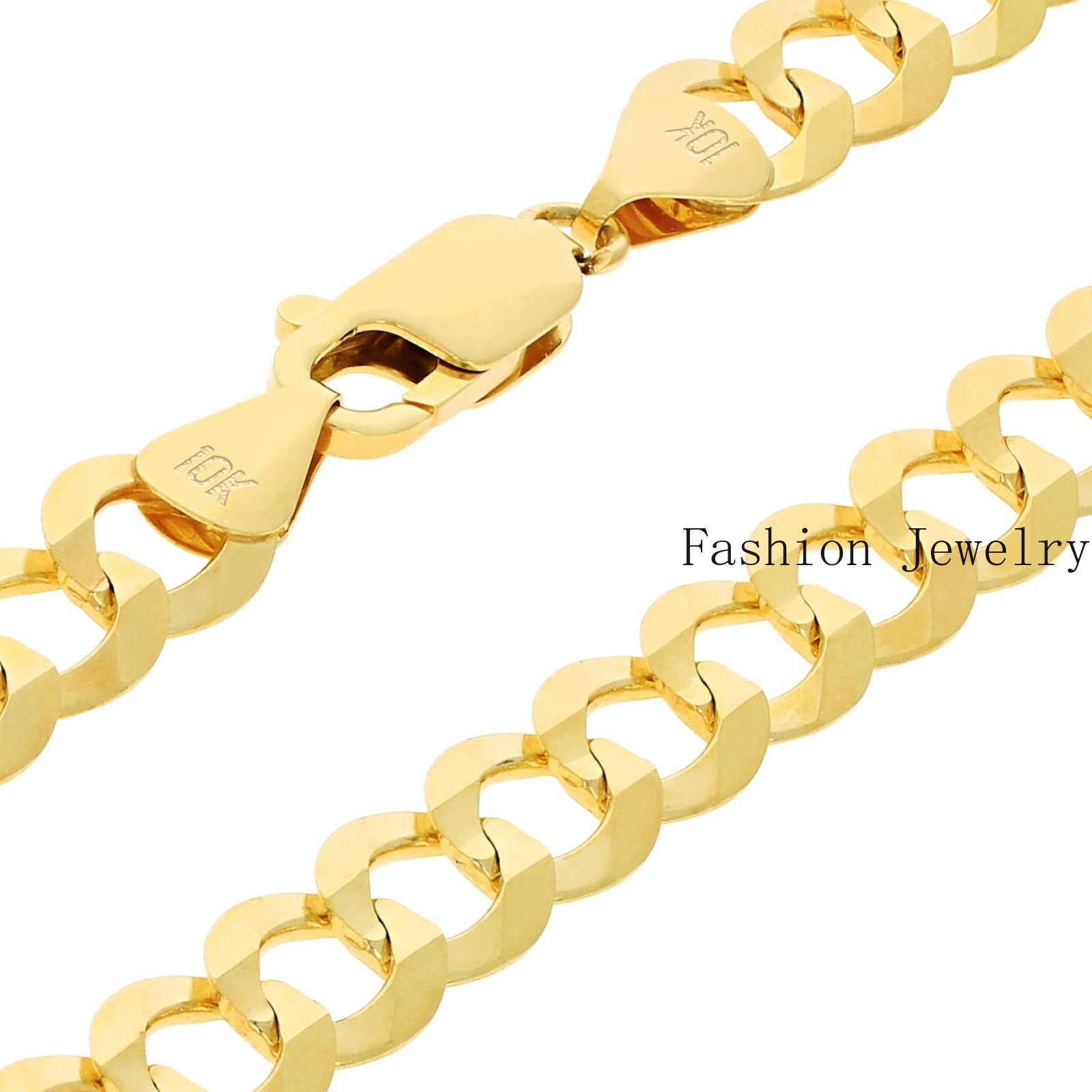10K Yellow Gold Solid 2mm-12.5mm Cuban Curb Chain Link Pendant Necklace 16″- 30″