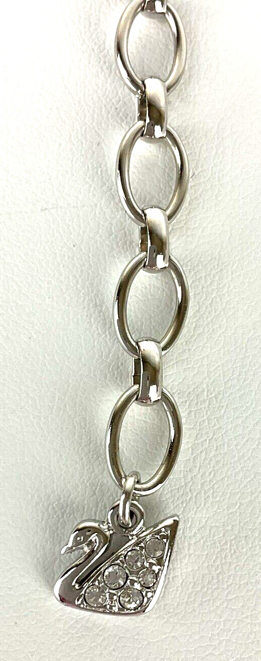 Swarovski Necklace Earrings Silver Tone w Amethyst & Crystal Accents Accent Swan