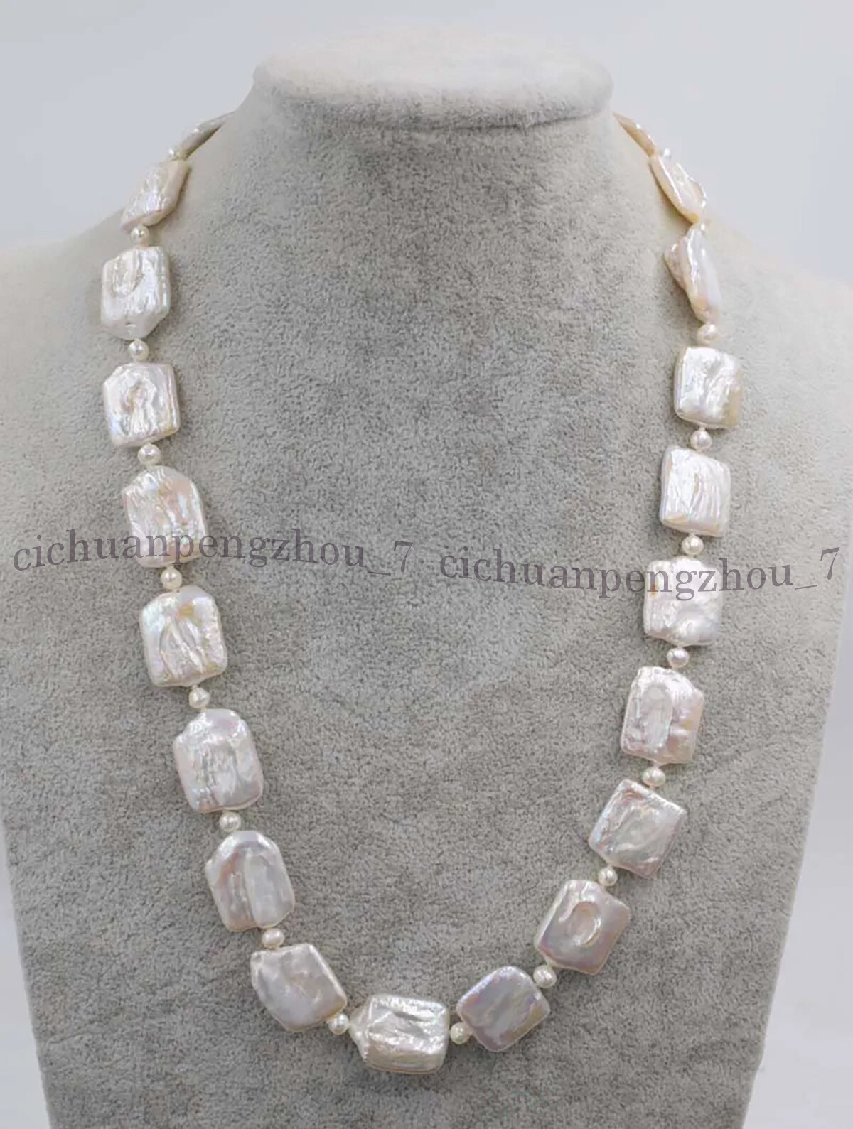 Natural 15x20mm Square Freshwater White Baroque Pearl Beads Necklace 14-36 inch