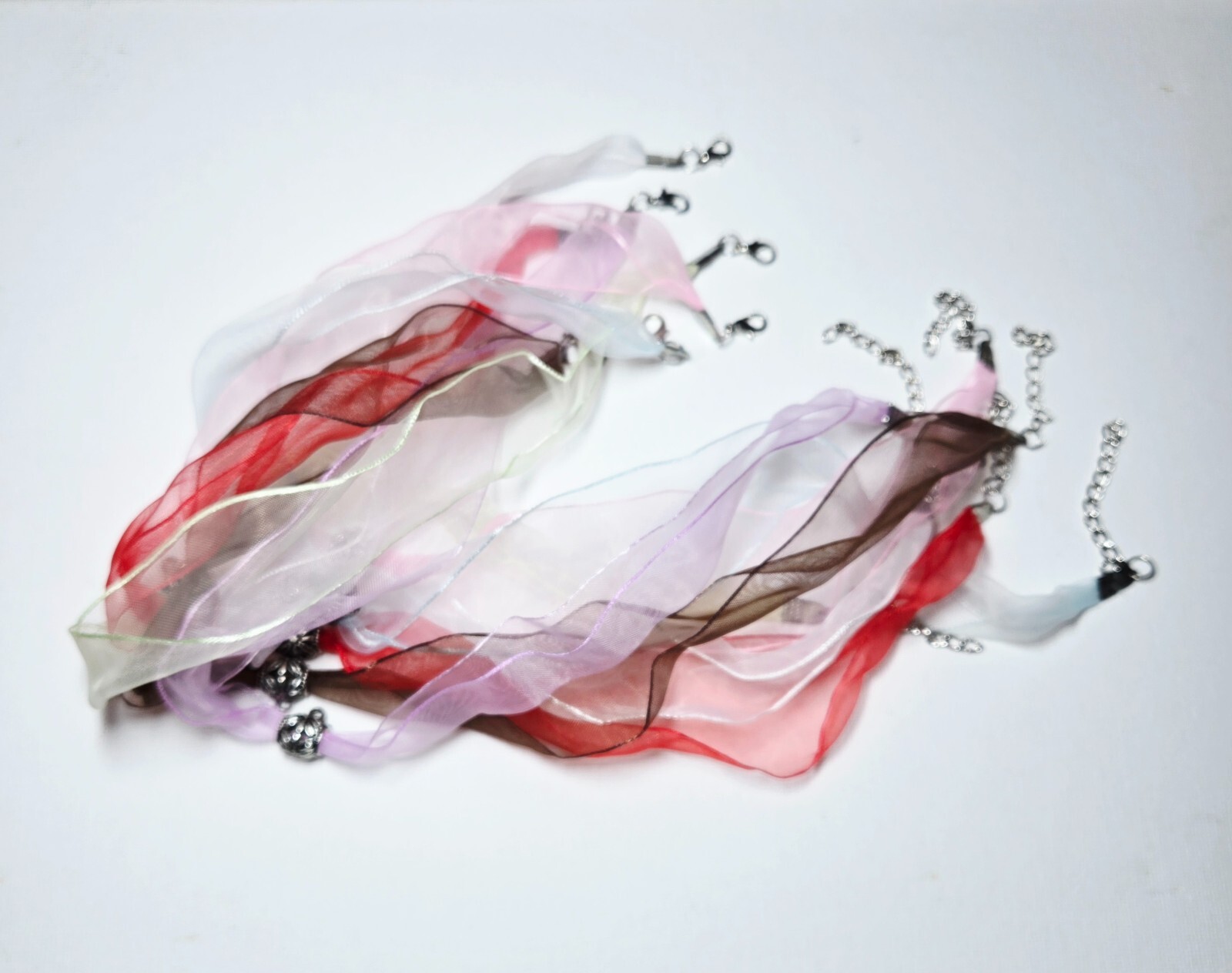 Necklace Cord Simple Sheer Ribbon Jewelry Making Multi Cord 18″ 50 pcs