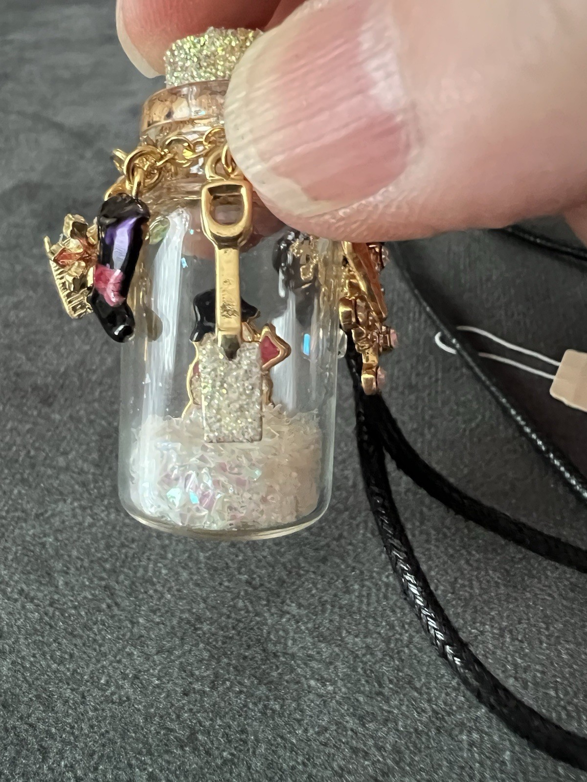 Kirks Folly Snowman In A Bottle Winter Charm Cord Necklace w/ Box & Tag