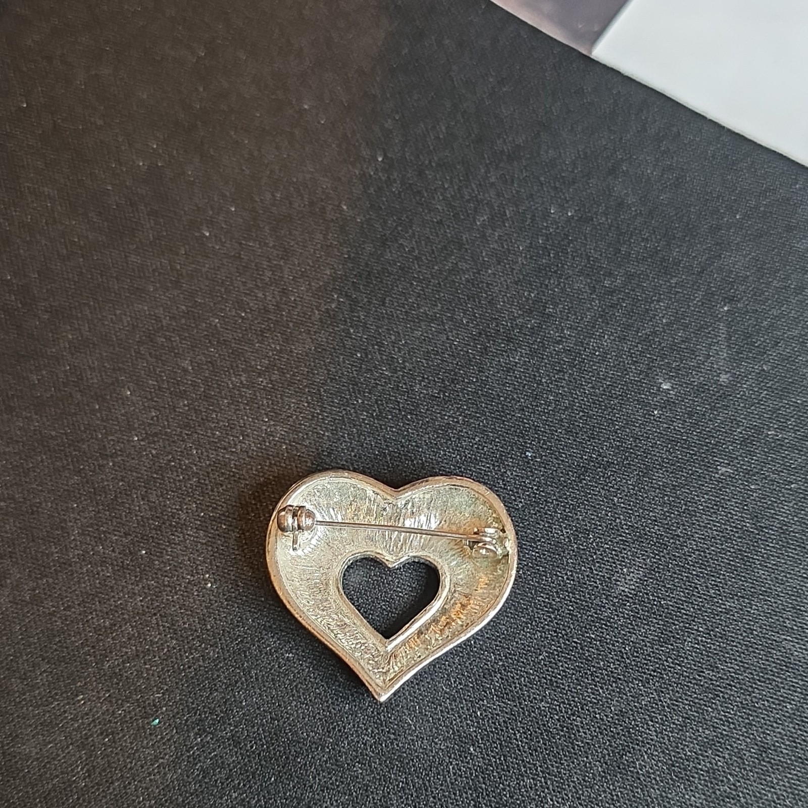 Silver Tone Clear Crystal Pavé Open Heart Charm Pendant Love Theme