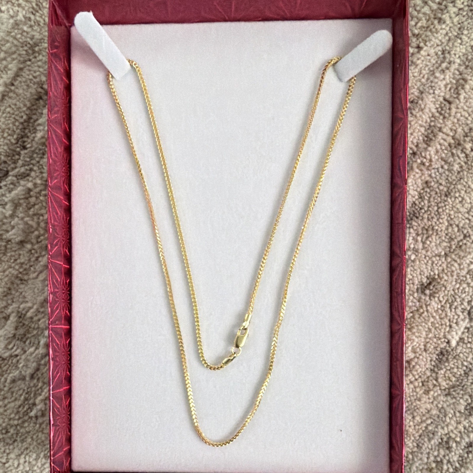 925 Silver Gold Tone plated Box Chain Necklace with Lobster Clasp, No Stone