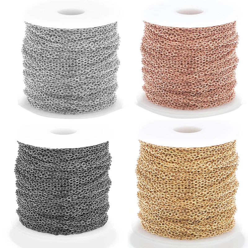 Stainless Steel Necklace Link Chain 1.5mm 2mm 5Meter DIY Supplies Jewelry