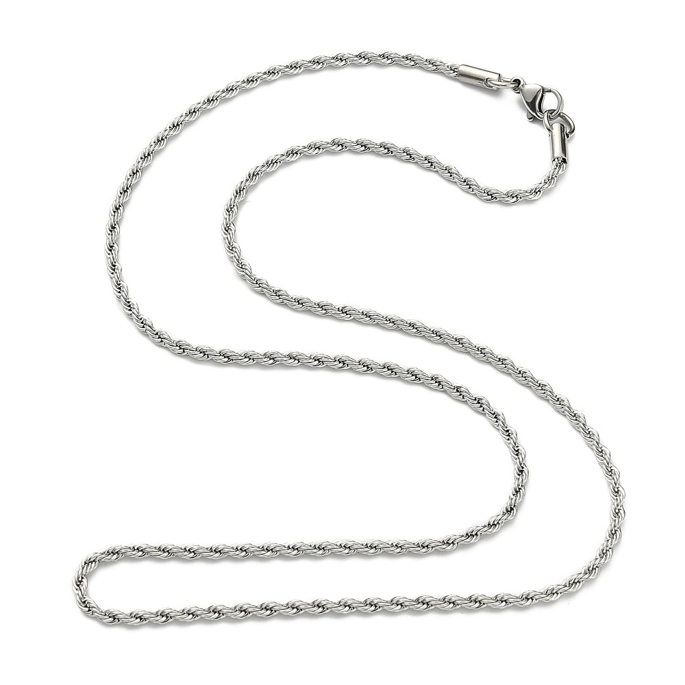 Chain Necklace Stainless Steel Rope Chain Silver 23.5 in Lobster Clasp N108