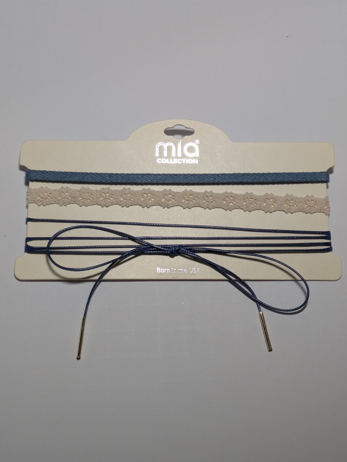 Mia Collection 3‑Piece Choker Set | Denim, Lace, & Bow Cord Necklaces