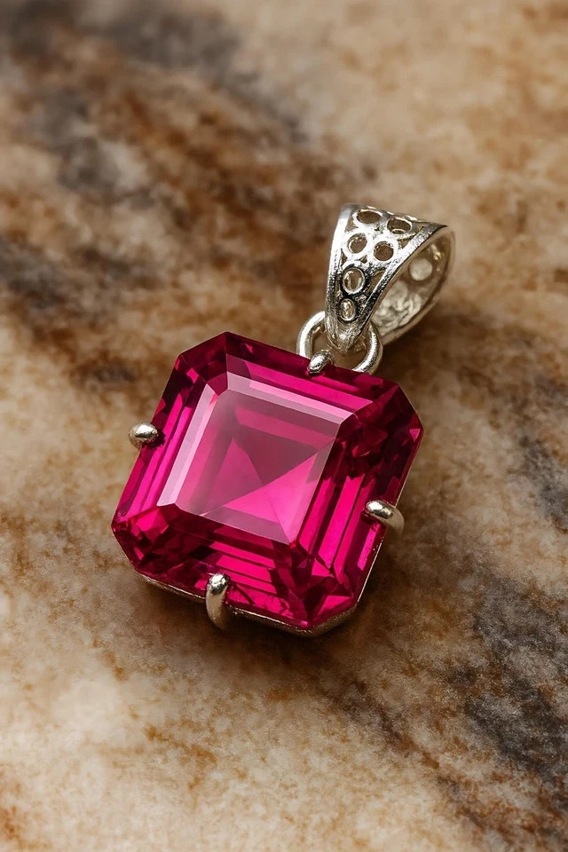 32 Ct Certified Natural Flawless Pink Sapphire 925 Silver Pendant Loose Gemstone