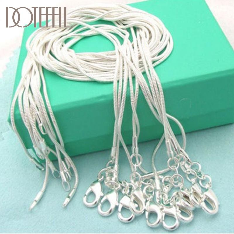 Doteffil 925 Sterling Silver 5/10pcs/lot 16/18/20/22/24/26/28/30 Inch 1.2mm Snak