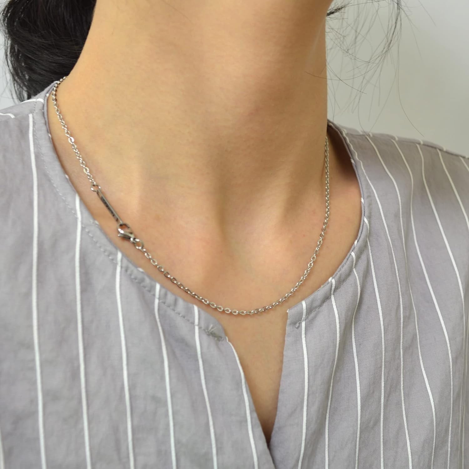 2MM Stainless Steel Necklace – Thin Cable Chain for Women & Men, Silver Chain…