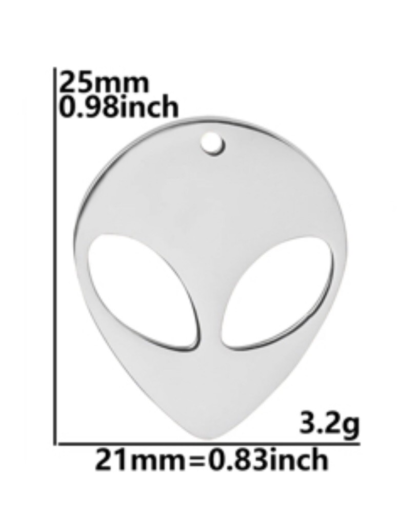 Aurora Jewelry Thick 18” Alloy Chain with Stainless Steel Alien Pendant