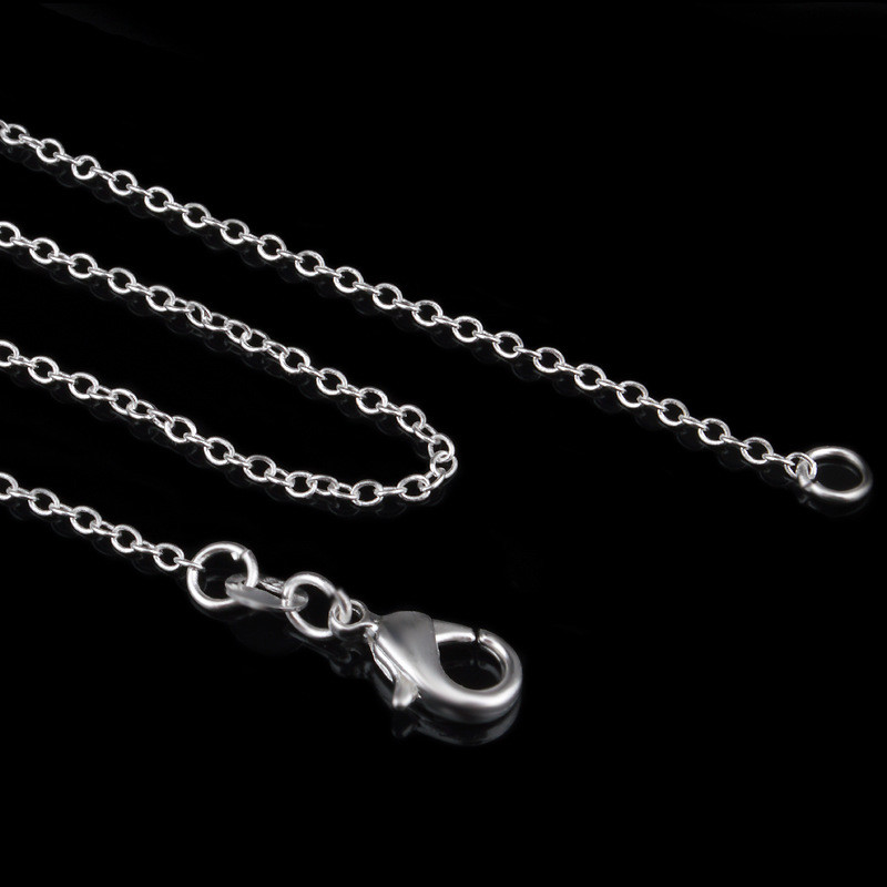 10pcs 1mm 925 Silver Plt “O” link Chain Necklaces 16″ 18″ 20″ 22″ 24″ Wholesale