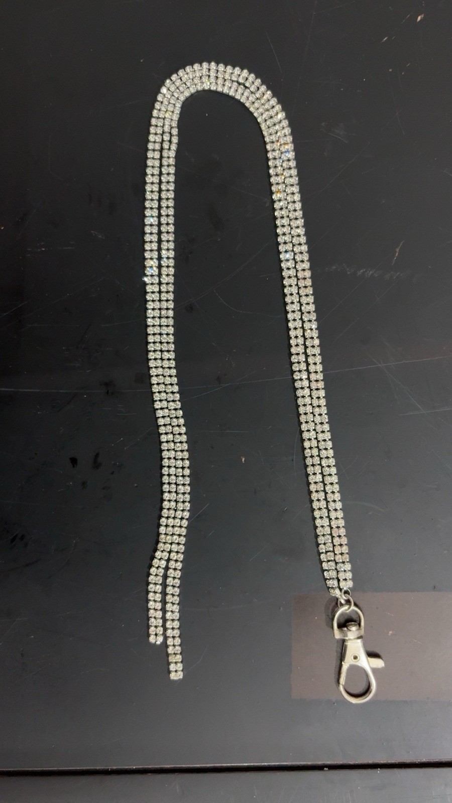 Silver Tone Crystal Rhinestone Tennis Chain w/ Lobster Clasp 42″