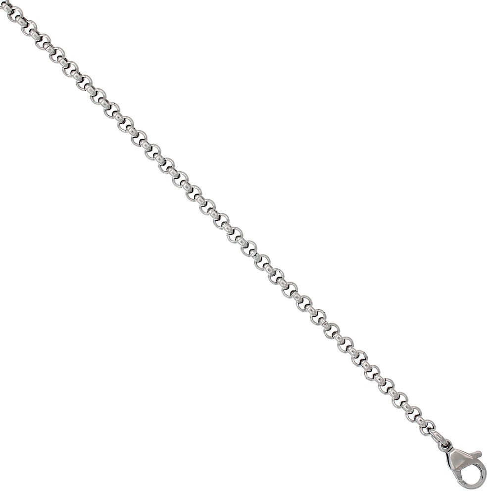3mm (1/8 inch) Stainless Steel ROLO Chain Necklace 16″, 18″, 20″, 24″, 30″