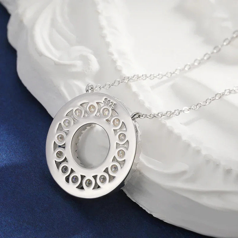 Luxury D Color Double Circle GRA Moissanite Necklace S925 Silver Jewelry Gift