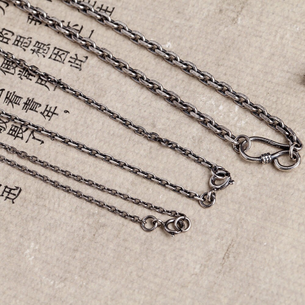 Real Solid 925 Sterling Silver Rolo Oval Cable Link Chain Necklace 1.5mm 2mm 3mm
