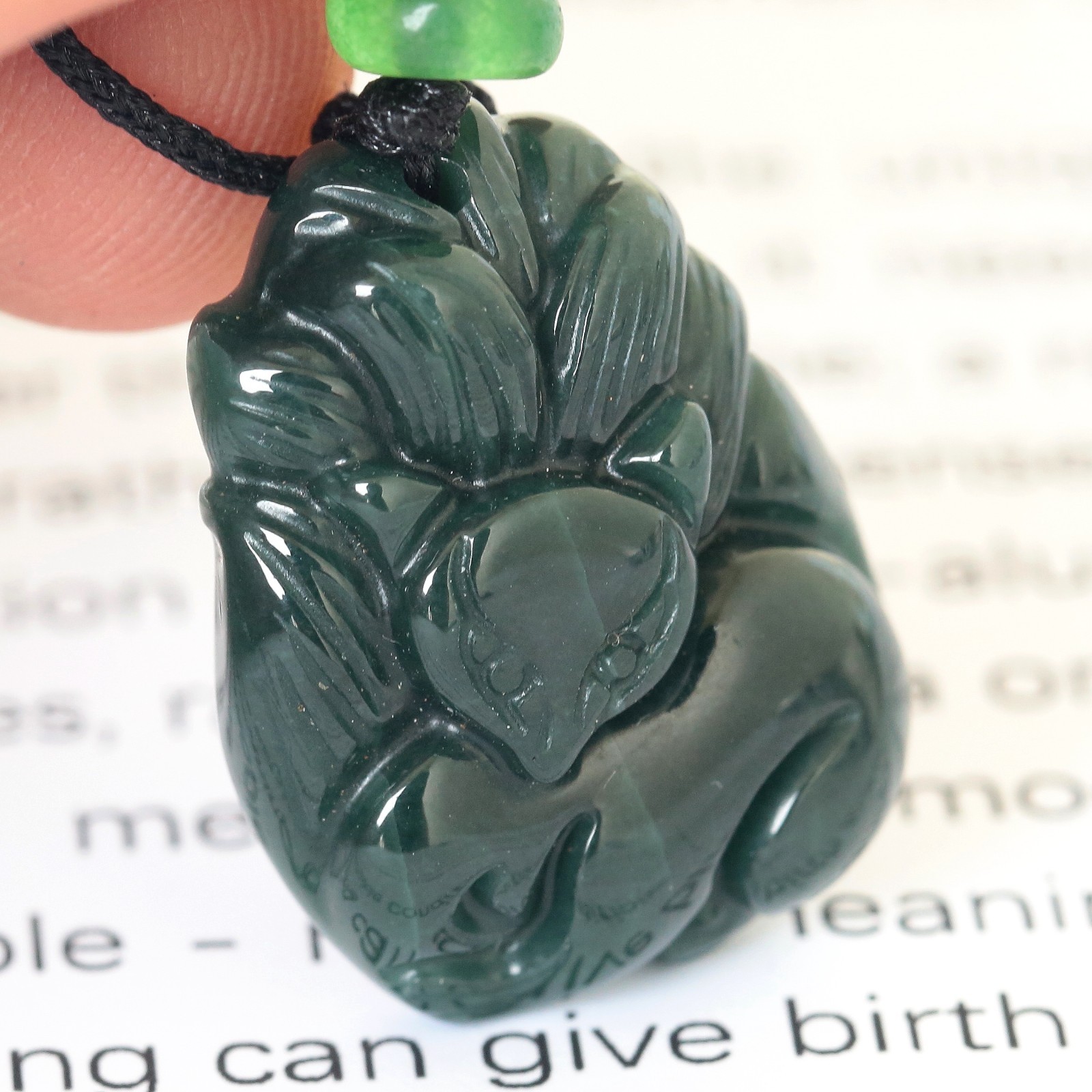 Video Certified Green Burma 100% Natural Jadeite Fox Pendant Type A Jadeite 灵瑞天成