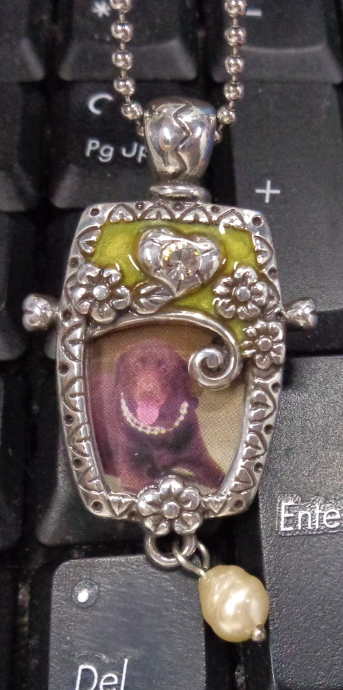 36″ BRIGHTON Enamel JOY HEART Photo Picture Frame Cameo Long Necklace BR50A0
