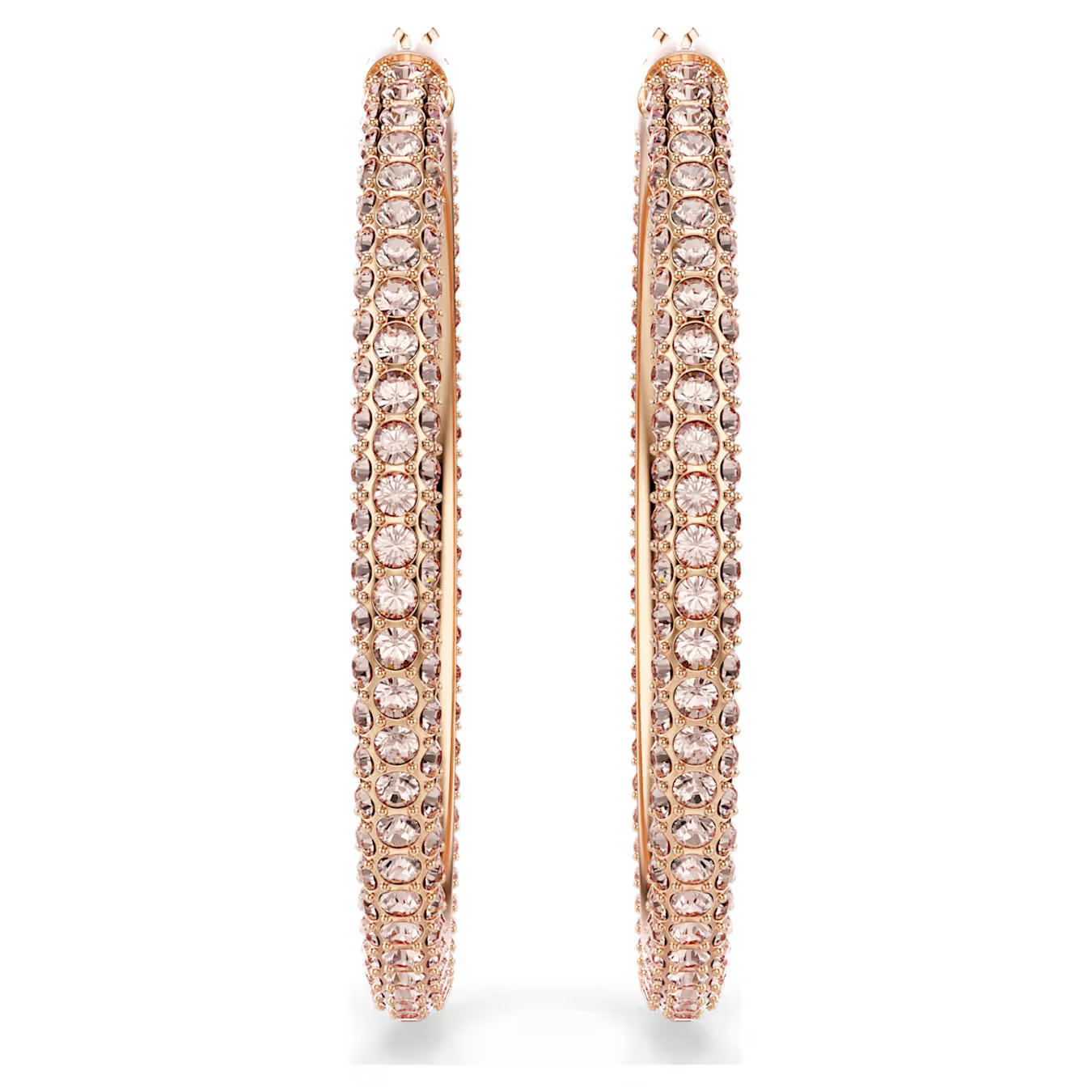 jewelry,Dextera Hoop Earrings,swarovski,Pavé, Large, White, Rose-Gold Plated