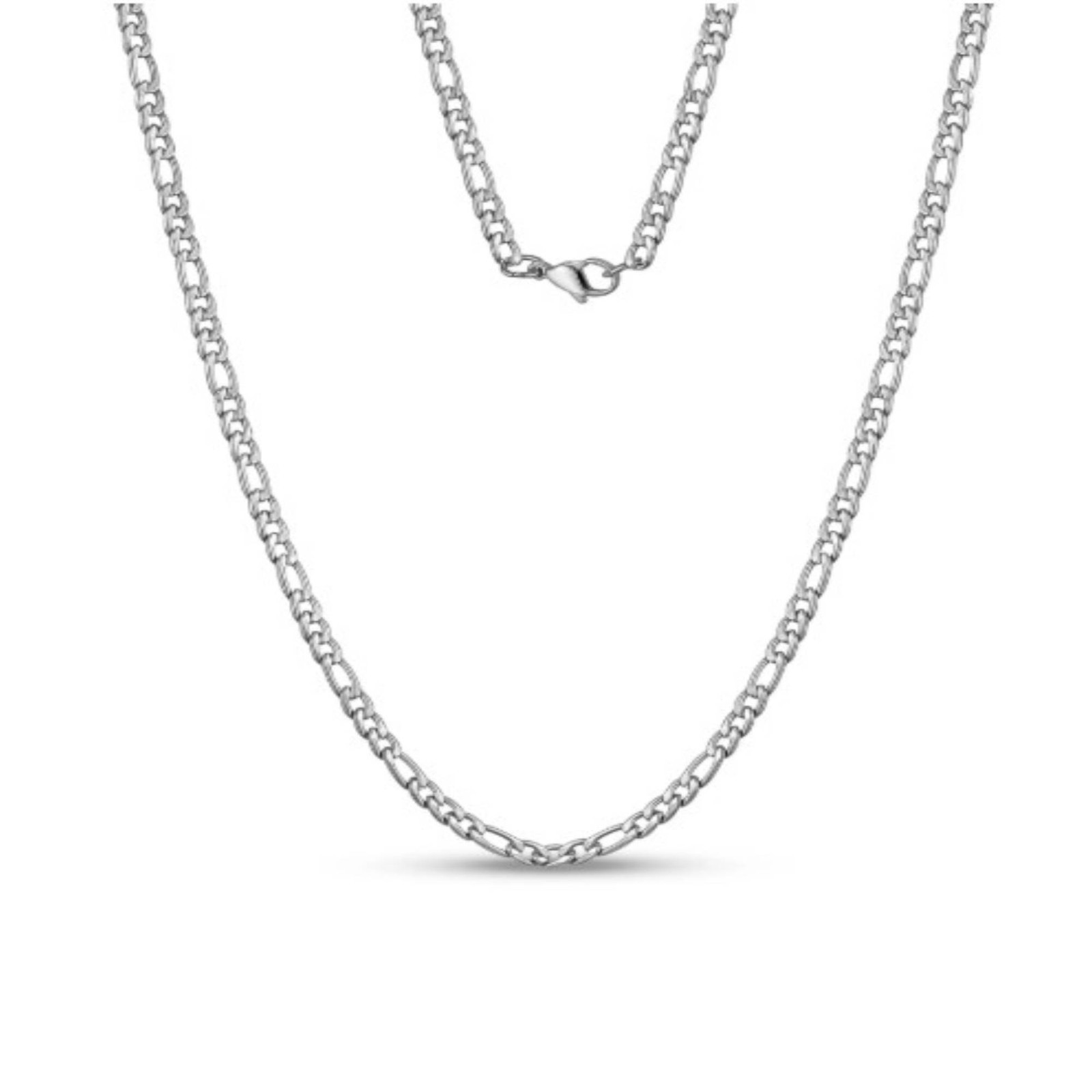 3mm Figaro Chain Stainless Steel Necklace – Polished Silver and Gold Styles