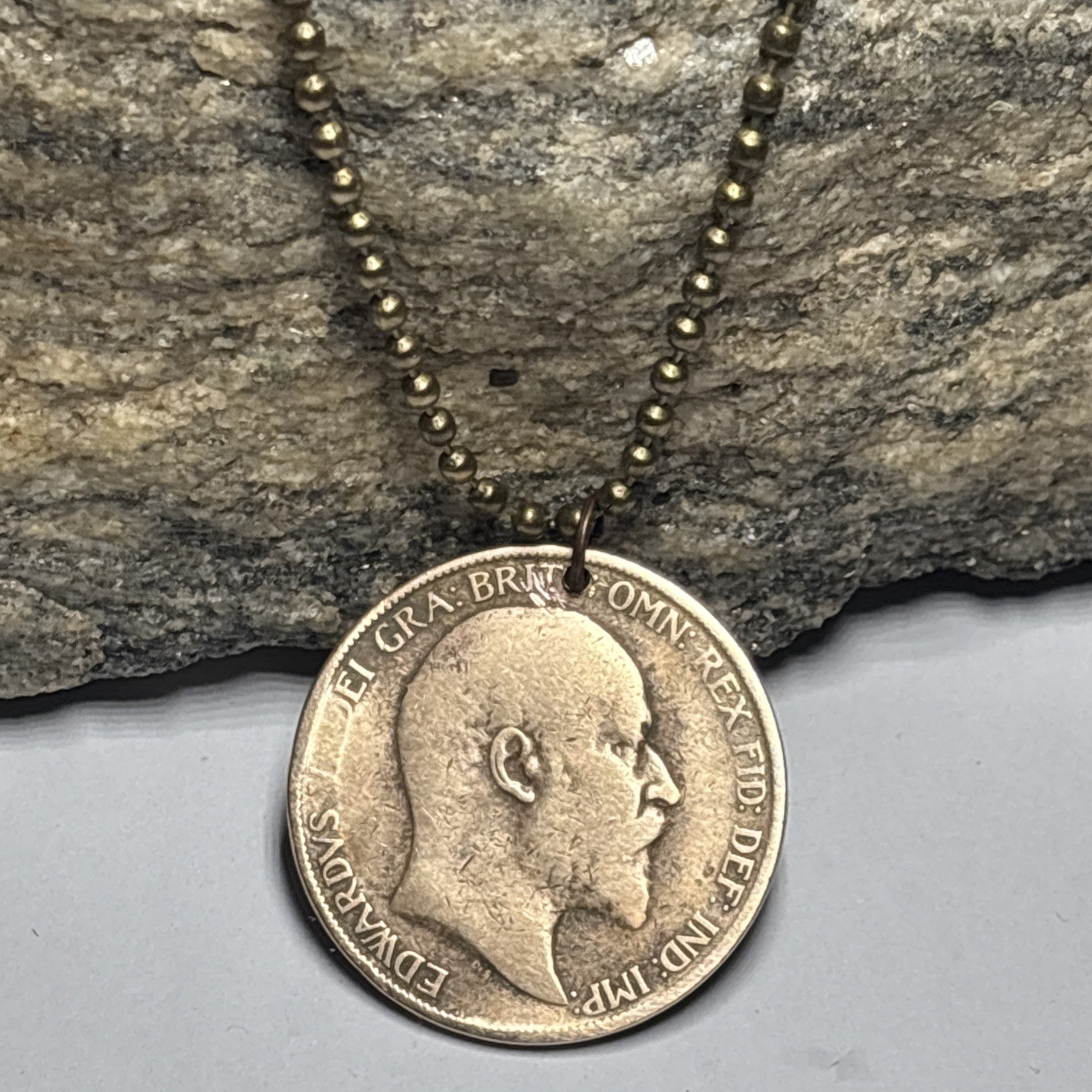 1902 UK Britain Antique Coin Pendant 1st Year After Victoria. Wear History!