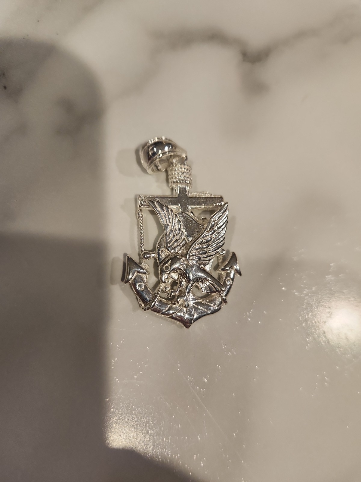 8 Grams 925 Sterling Silver Nautical Anchor Cross Charm Pendant 6mm Bail