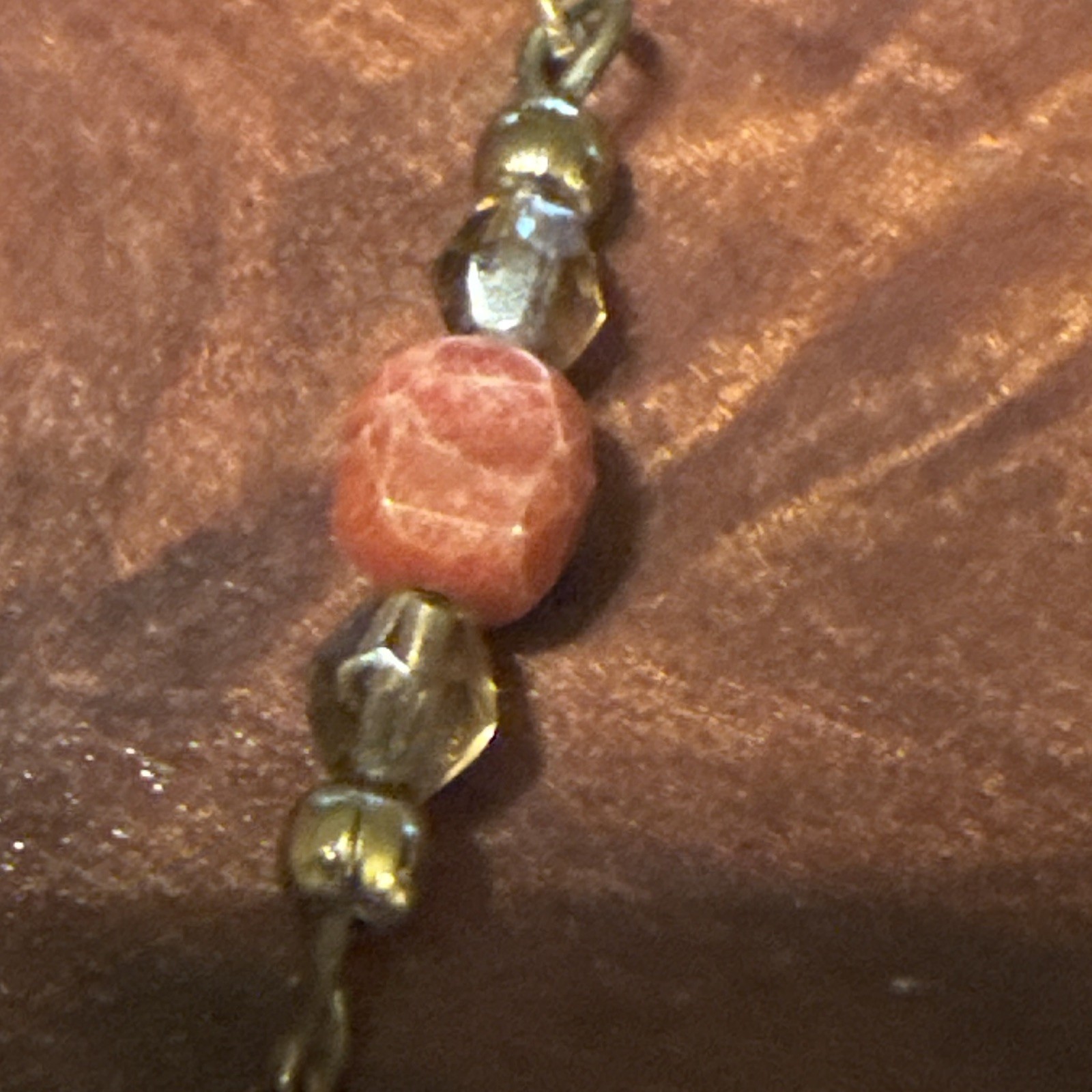 Artist made Pearl Oval Pendant & Red Crystal Stone 16 inch Necklace