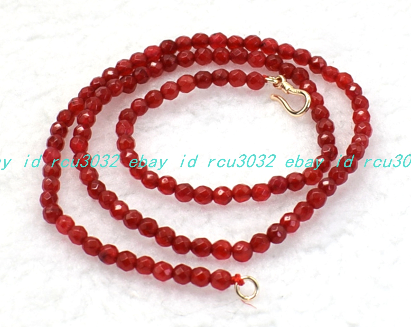 Charming Natural Faceted 4mm Red Jade Round Beads Gemstone Necklace 16-40 In