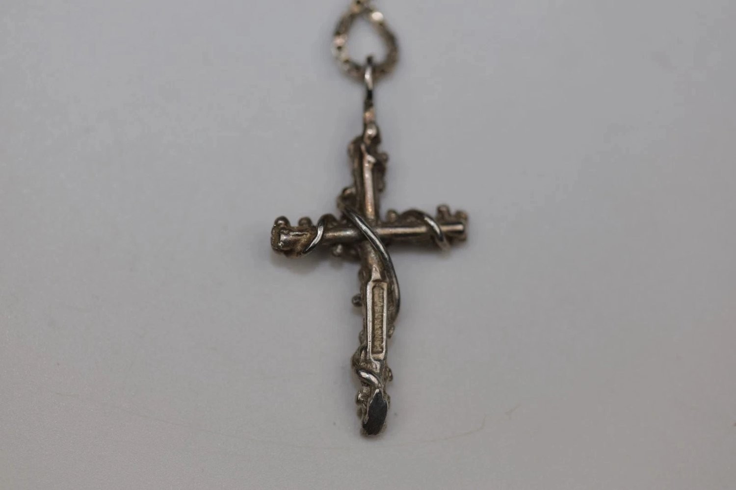 F.a.s. Sterling Silver Brutalist Cross Pendant Necklace 925 Italy Box Chain 18