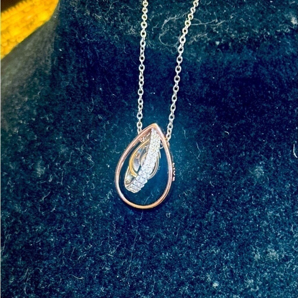 NEW fine jewelry Live Love and Hope tri color floating necklace