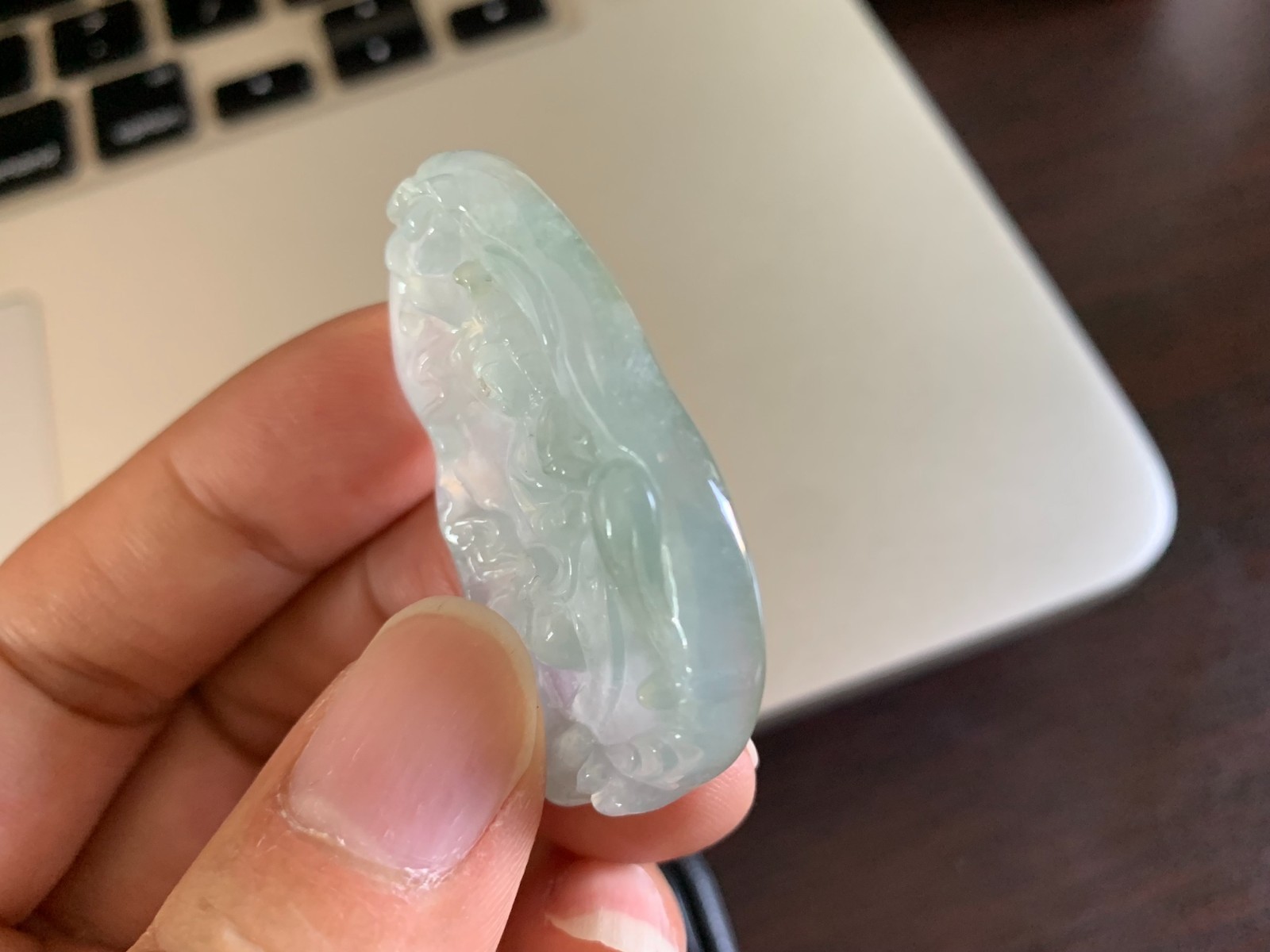 Burmese Natural Ice Jade Jadeite Guan yin Statue Scenery Pendant Jewelry