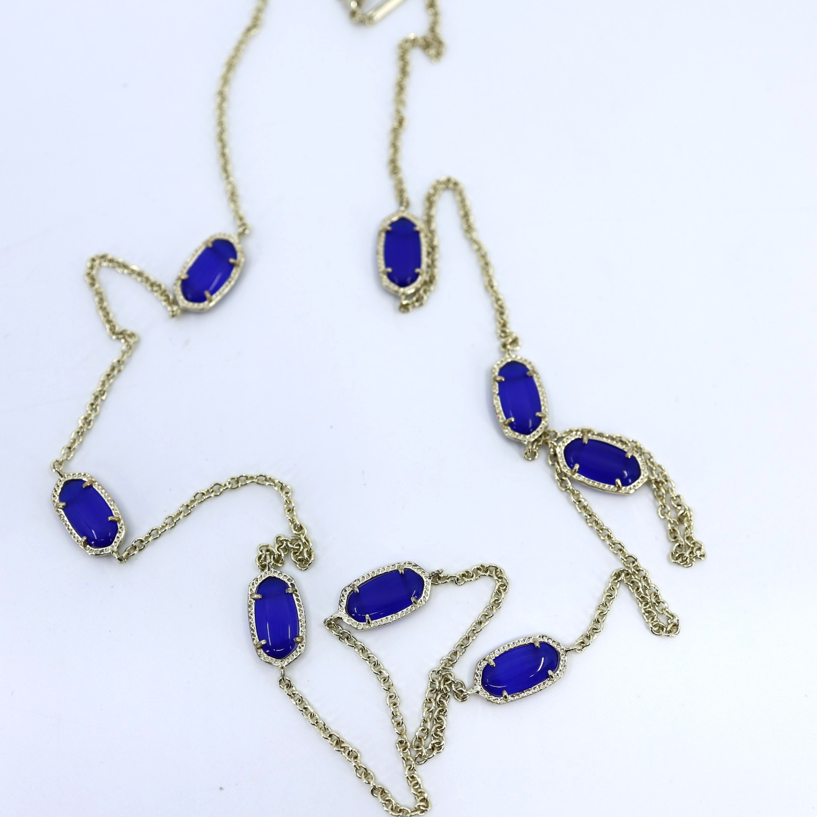 A4 Flawless KENDRA SCOTT Kellie Cobalt Blue Gold Tone Long Station Necklace