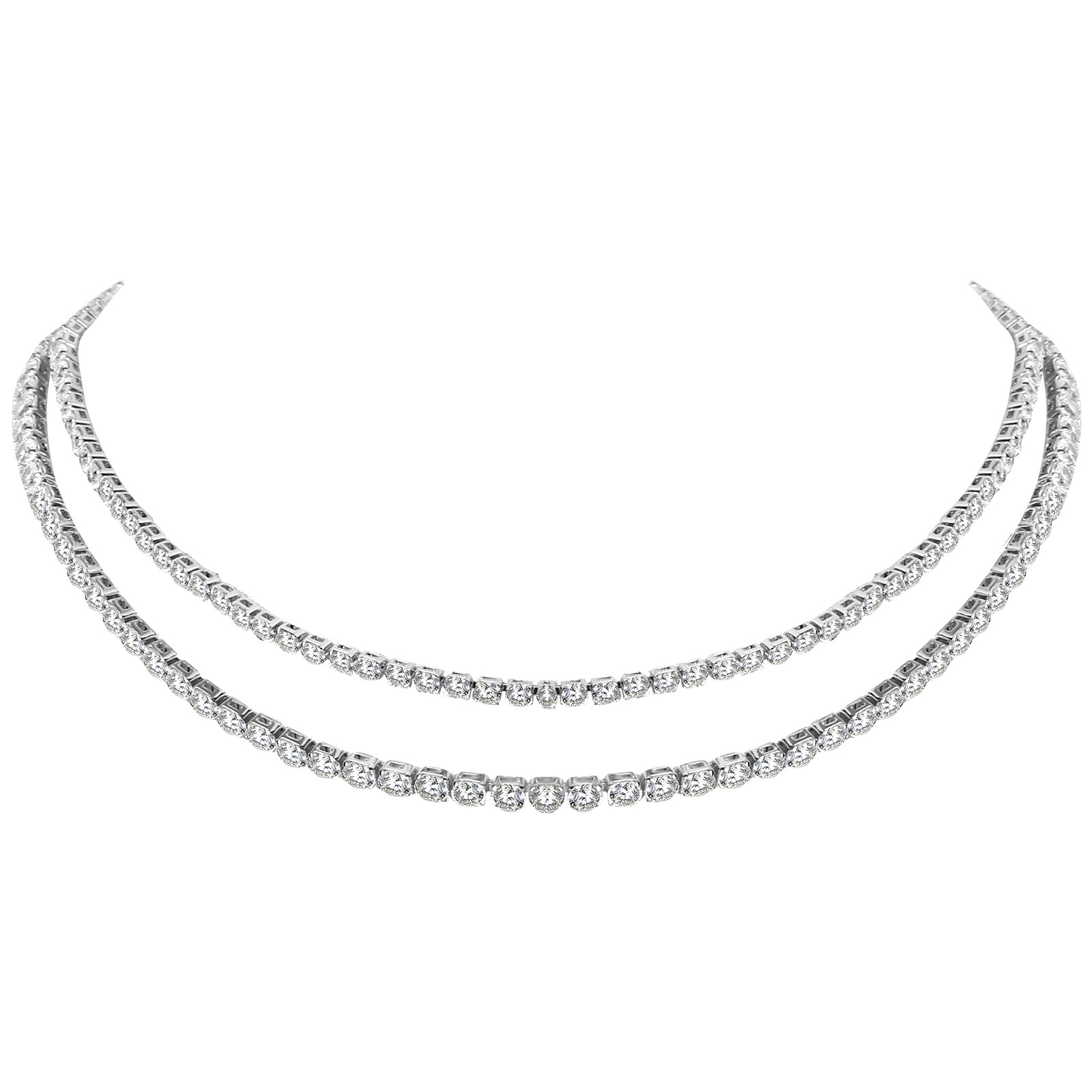 Women’s Classic Tennis Necklace Sparkling 3/4mm Cubic Zirconia Adjustable Chain