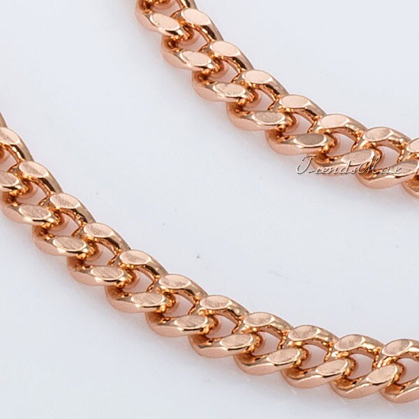 NEW 3mm Womens Girls Chain Cut Curb Cuban Rose Gold Filled GF Necklace Jewelry