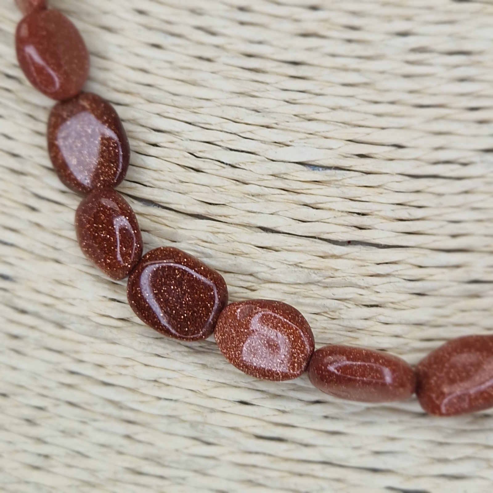Sandstone Beaded Necklace Oval Beads Vintage Collar Length 46cm Long Orange