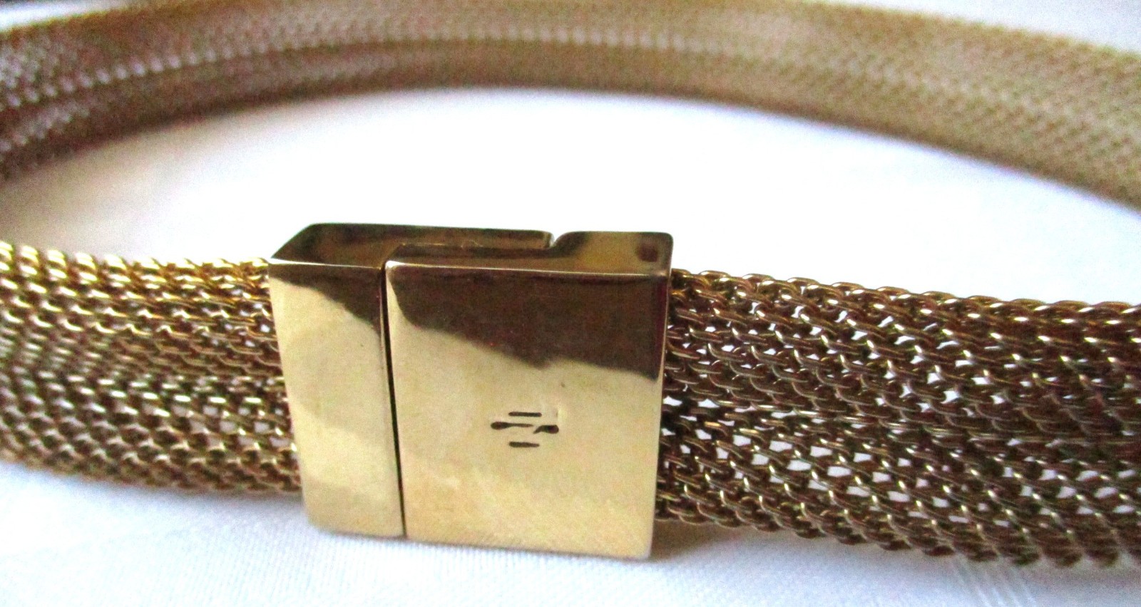 LRL Lauren Ralph Lauren Gold Plated Chunky Mesh Collar Choker Band Necklace VTG
