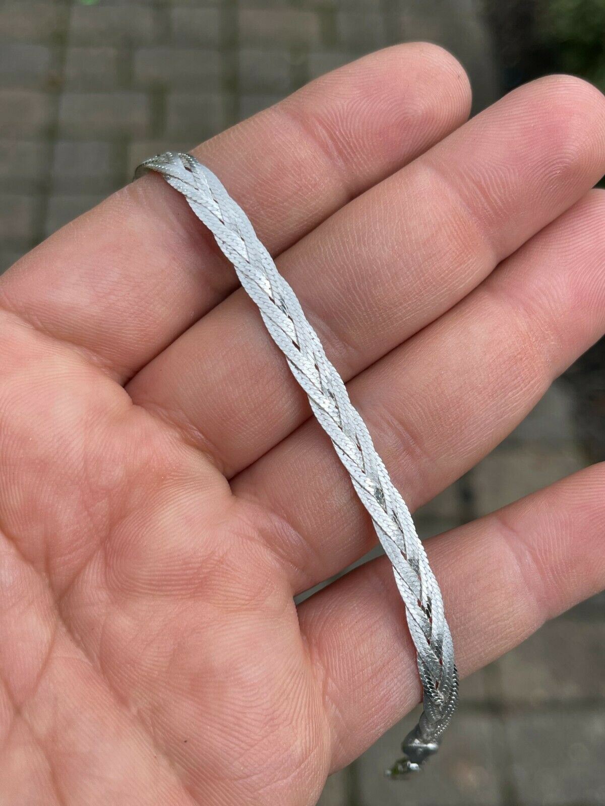 Ladies Solid 925 Sterling Silver Braided Herringbone Chain Necklace 6mm 14″-22″
